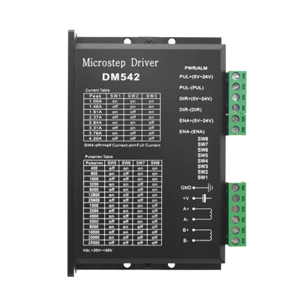 Dm542 driver de motor deslizante de 2 fases do controlador do motor deslizante de digitas 18-48 vdc max. 4.2a para 57 86 motor da série