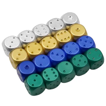 

Blue Gold Sliver Green Dices Aluminium Alloy Dies Heavy Solid Metal Playing Copper Tool Game Camping Poker Dice Set With Case
