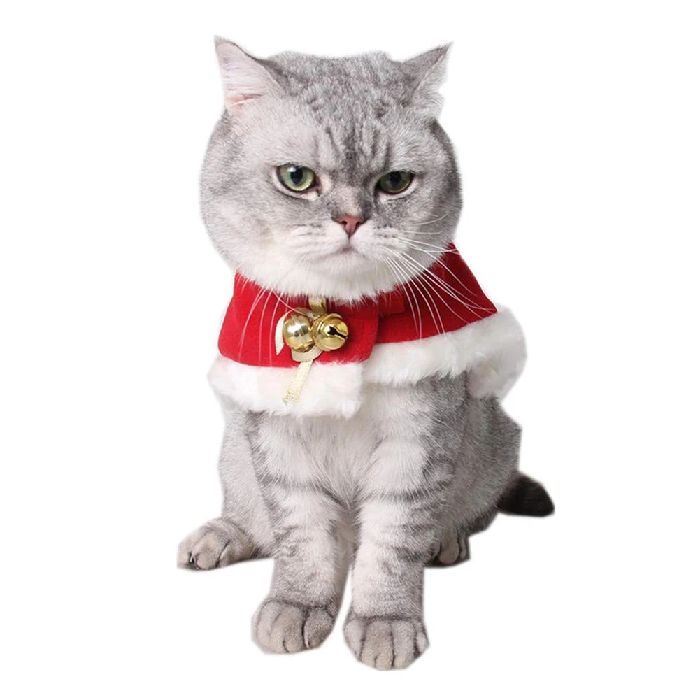 Pet пушистый плащ-шарик накидки теплый Рождественский праздничный костюм колокольчик кошка пальто товары для домашних животных