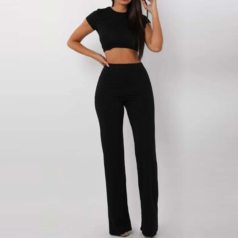 bikini cover up skirt GYM Outfit 2022 Summer Short Sleeve Crop Top Streetwear Sportswear 2 Piece Set Women Long Pants For Women long beach dresses