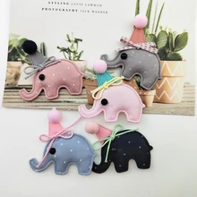 

20Pcs 5*5.3cm Dot fabric Elephant Padded Appliques for Baby's Handmade Hair Clip Decoration DIY Accessories wholesale