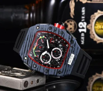 

Top digite version Skeleton Dial All Richard Fiber Pattern Case Japan Sapphire RM Mens Watches Rubber Designer Sport Watches