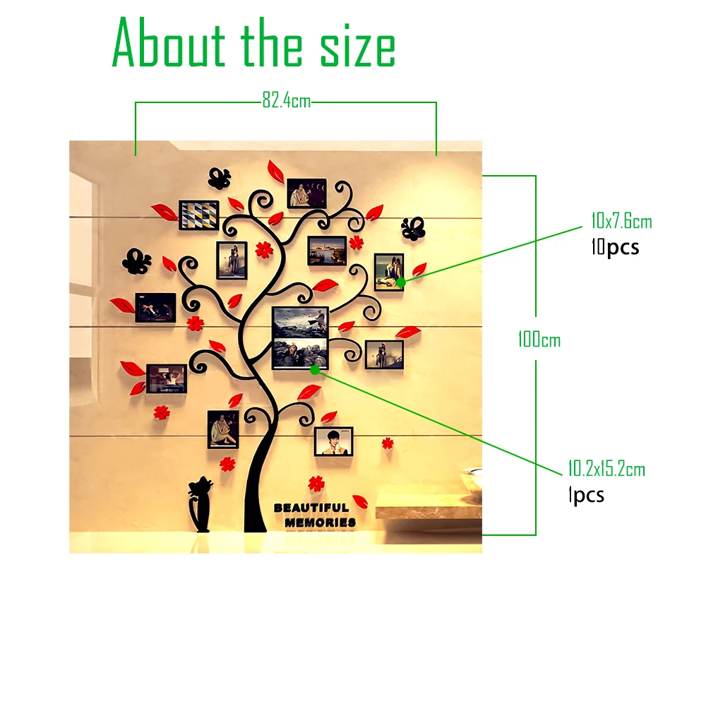 3D дерево наклейка из акрила, фотоальбом для стикеры на обои-дерево форма украшения стикер s домашний Декор настенный плакат подвесной - Цвет: 4
