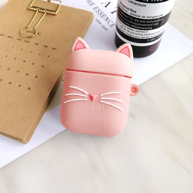 Cute Cartoon Silicone Cases For Airpods 1 2 Protective Wireless Earphone Charging Cover For Airpods case Pinkbeardcat