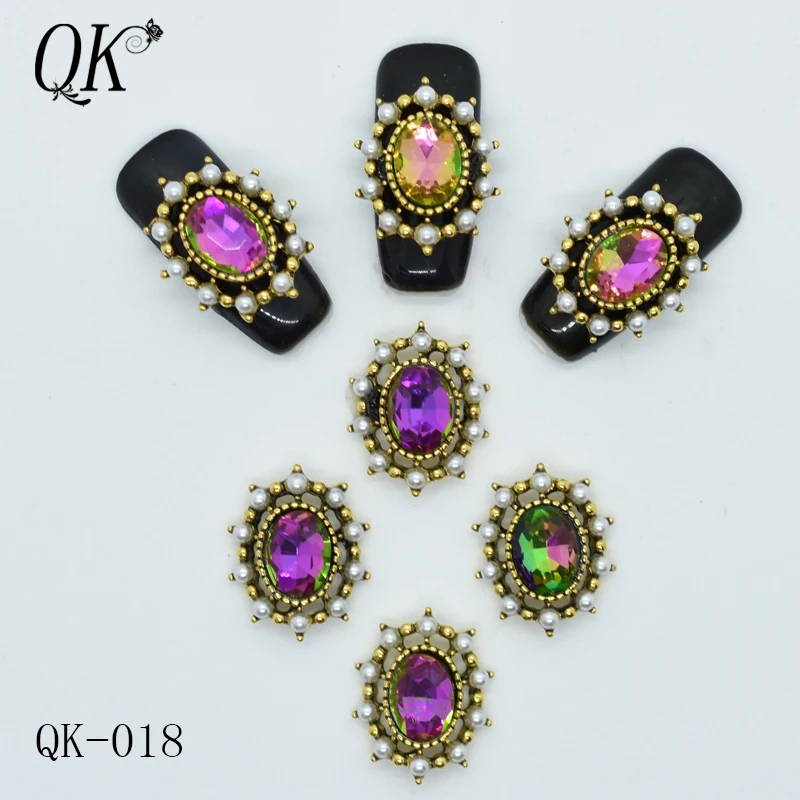 QK-018 10 шт./лот сплав гвозди очарование хрустальные бриллианты СТРАЗА под камень дизайн ногтей украшения ювелирные изделия аксессуары Стразы Новое поступление - Цвет: QK-018