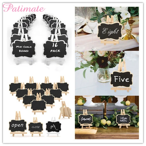

PATIMATE Chalkboard Wood Framed Weddings Retro Easel Parties Food Sign Price Tags Rectangle Message Board Craft Party Decoration