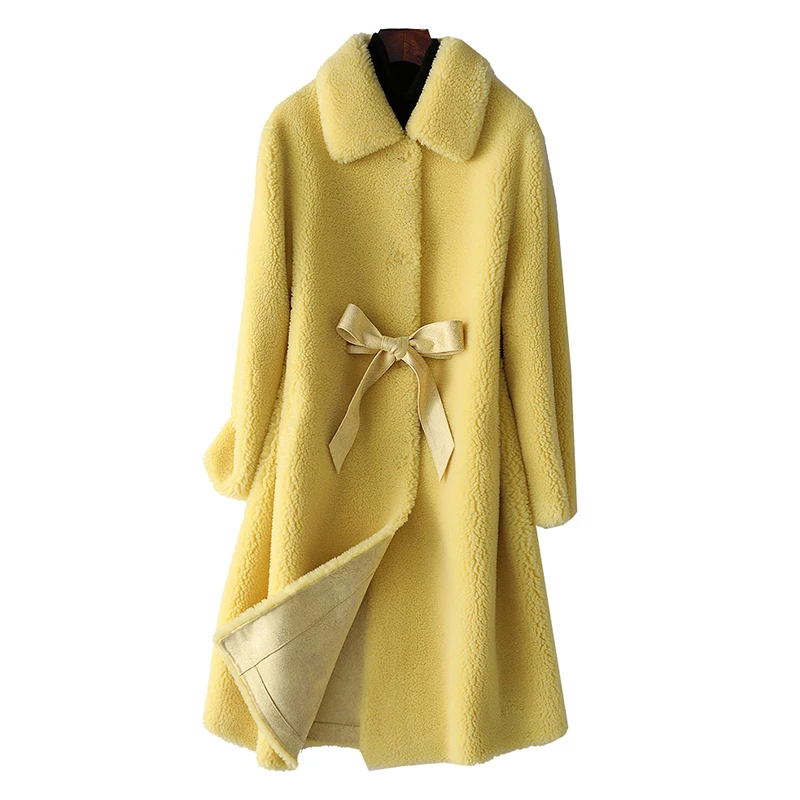 Новинка пальто для стрижки овец женские средней длины корейский стиль рукав