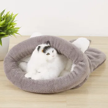 

Cute Warm Cat Bed Sofa Soft Pet Kennel Cushion Teddy Dogs Cats Coaster Cotton Pet Sofa Bed Autumn Winter Sleeping Bag for Cats