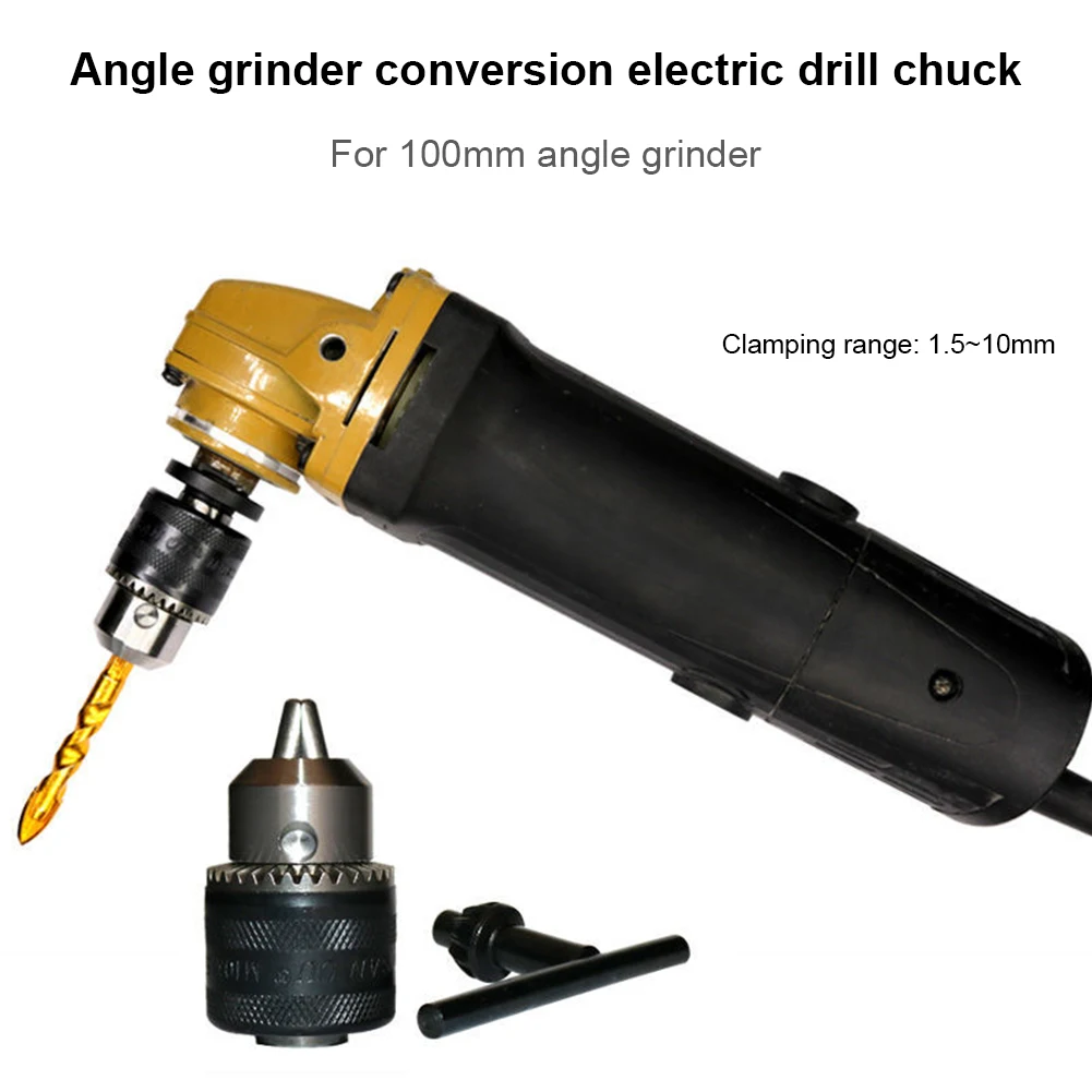4Inch Electric Angle Grinder To Electric Drill Chuck 10mm Chunk Holder Drill Convert Adapter Collet 1.5 Coarse Thread Accessory