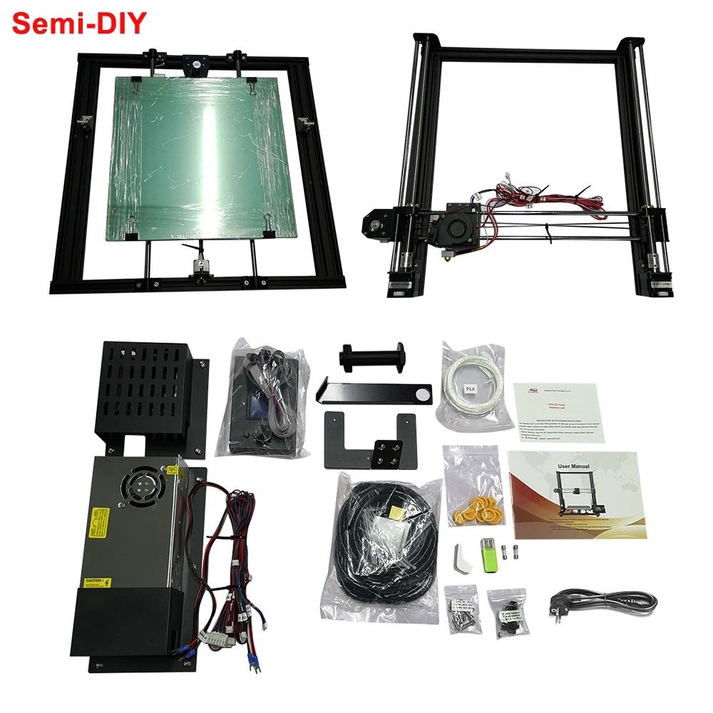 Semi diy Anet A8 Plus Модернизированный Высокоточный 3D-принтер, полусборка 300*300*350 мм, рама из алюминиевого сплава с большим размером печати - Цвет: Semi diy