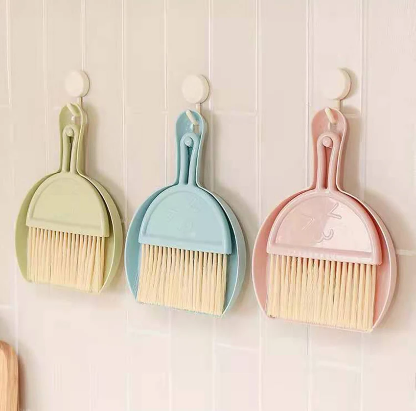 Small Home School Office Floor Dust Brooms and Dustpan Set Desktop Keyboard Cleaning Brush