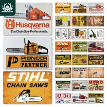 Цепная пила металлический знак табличка Металл винтажный оловянный знак Настенный декор для человека пещера декоративная пластина