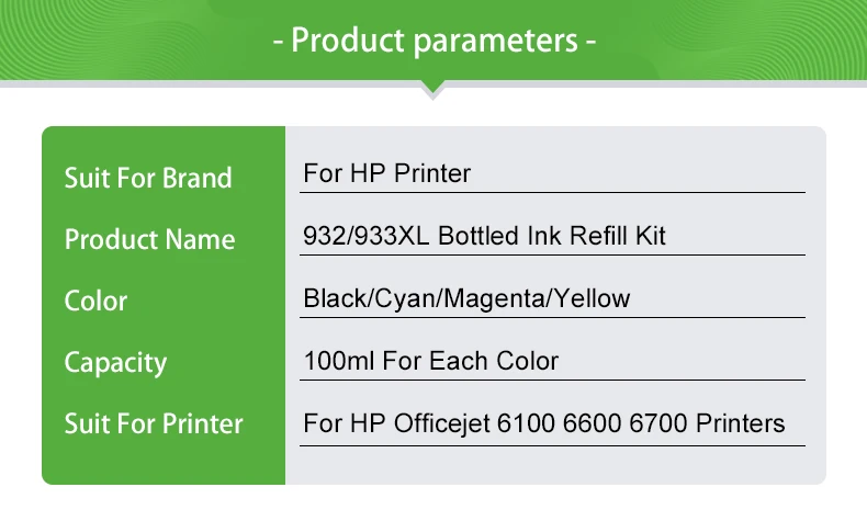 Plavetink 4 цвета чернила для заправки Наборы+ заправка картриджа для hp 932 933 XL Officejet 6100 6600 6700 7110 7610 7612 принтер чернила