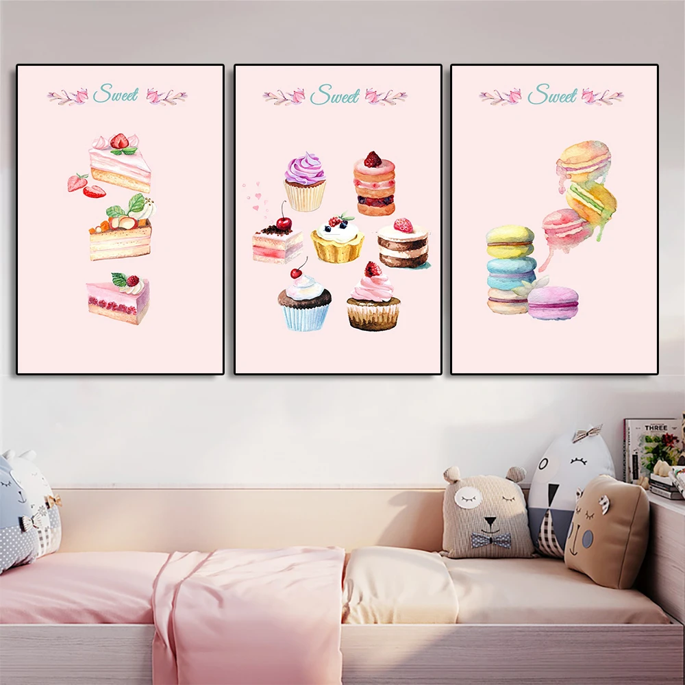 housewarming gift wall decor for kitchen Doughnut cupcake poster tea and donuts cakes print
