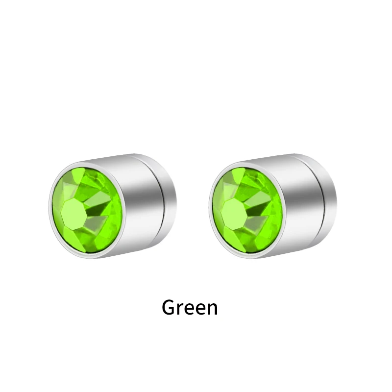 030026 Green Innopes титановая сталь кубический цирконий серьги-клипсы с кристаллами без проколов уши серьги на магнитах клипсы для женщин и мужчин - Окраска металла: 030026 Green