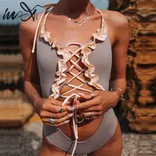 In-X, сексуальный купальник с оборками, сдельный, открытая спина, бикини,, mujer, на шнуровке, купальник для женщин, монокини, Холтер, купальник для женщин, купальные костюмы