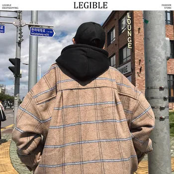 

Men Autumn Winter Plaid Jacket Long Mens Overcoats Warm Thicken Loose Mens Wool Jacekt Men Winter Jackets Coats Men