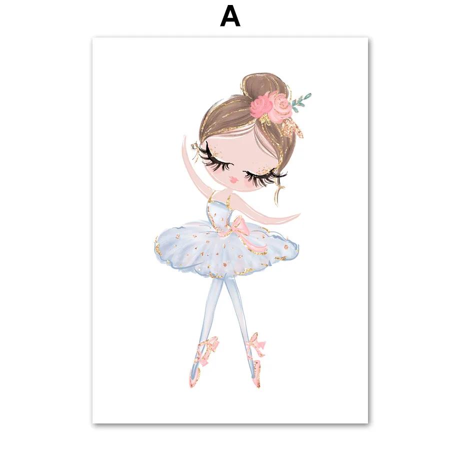 Cartoon-Pink-Unicorn-Swan-Girl-Crown-Flower-Nordic-Posters-And-Prints-Wall-Art-Canvas-Painting-Wall (4)