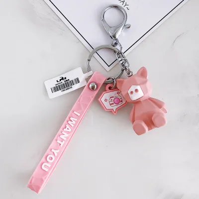 Kawaii брелок Единорог панда Кот коала геометрический с животными из ПВХ брелок 10 стилей модный Декор для сумки телефон подарок - Цвет: Pig