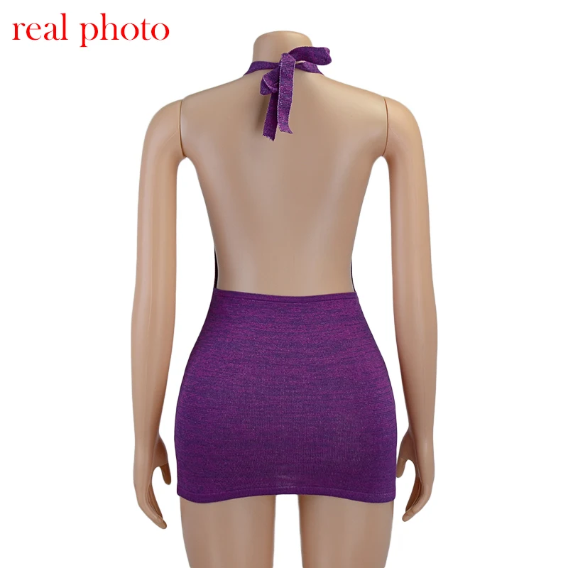 Backless Halter Sexy Mini Dresses Bodycon Sleeveless Knitted Dress Look Love Lust