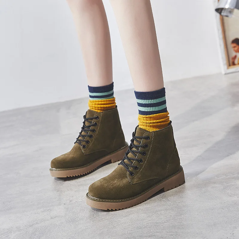 

Autumn And Winter New Style Martin Boots Women's Versatile Lace up Front Short Boots Extra High Thickness Women's Boots Standard