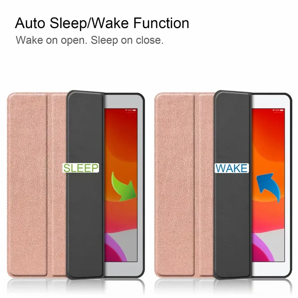 Чехол для iPad 10,2 7-го поколения с держателем карандаша Folio Cover для Apple iPad 10,2 A2198 A2200 A2232 Защитный Чехол+ пленка - Цвет: Золотой