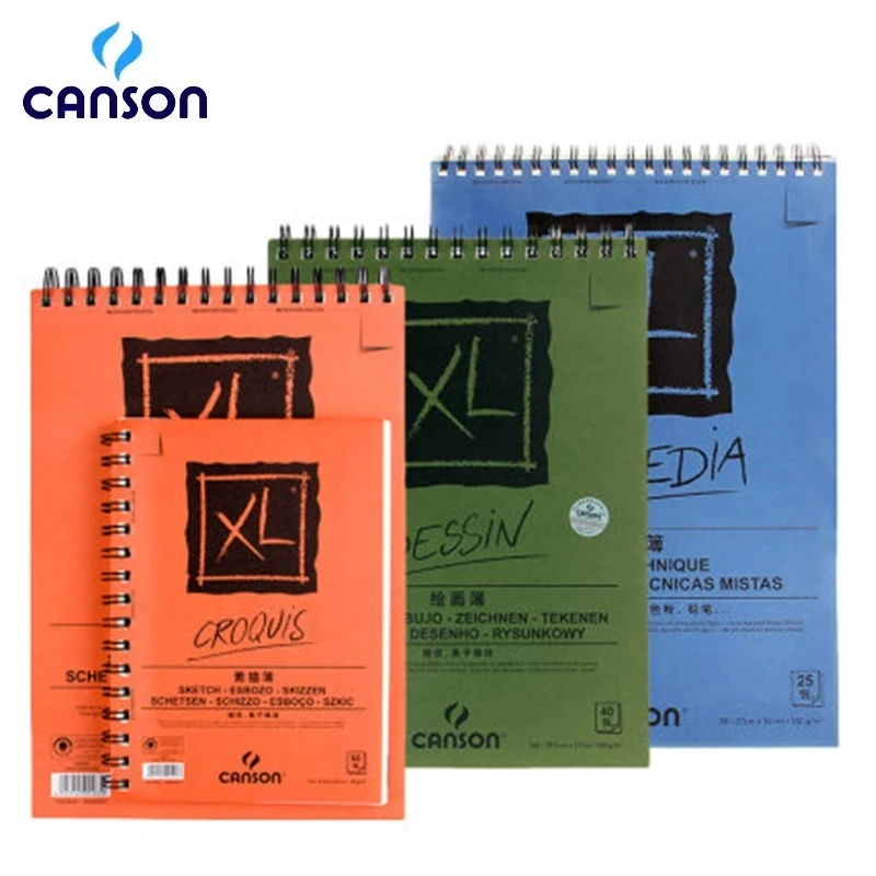 CANSON XL Series Creative Painting Book 16K/8K/A4/A3  Sketch/Marker/Acrylic/Watercolor/Pencil/Toner Stick Book Kraft Paper Book