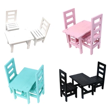 

3Pcs/Set Dollhouse Miniature Wooden Dining Chair Table Furniture Set For Doll House Furniture Toys