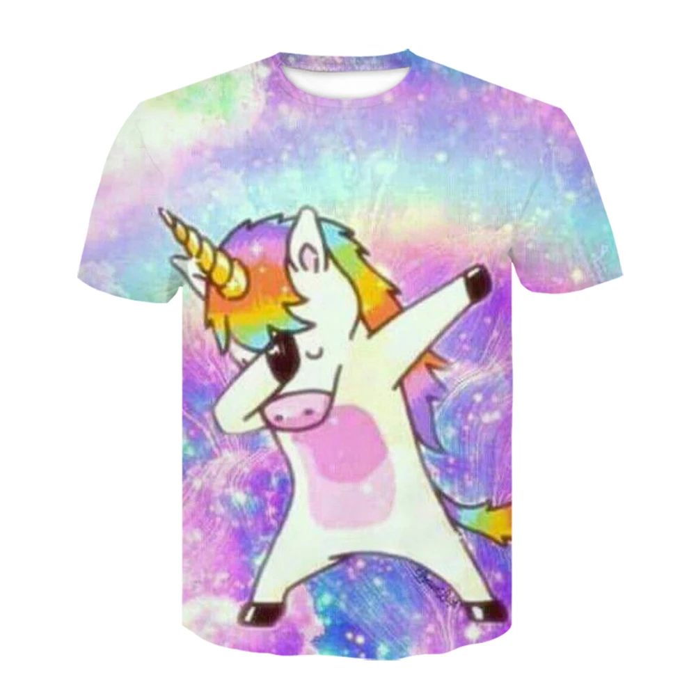 Camiseta con estampado de unicornio en 3d hombre y mujer, ropa Kawaii manga corta con cuello redondo, harajuku, de dibujos animados, de verano, 2021|Camisetas| -