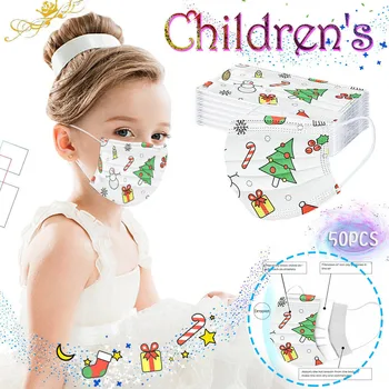 

Christmas child Masks Three-Layer Protective mask for face mouth Cartoon Printed Disposable FaceMasks Earloop mascarillad