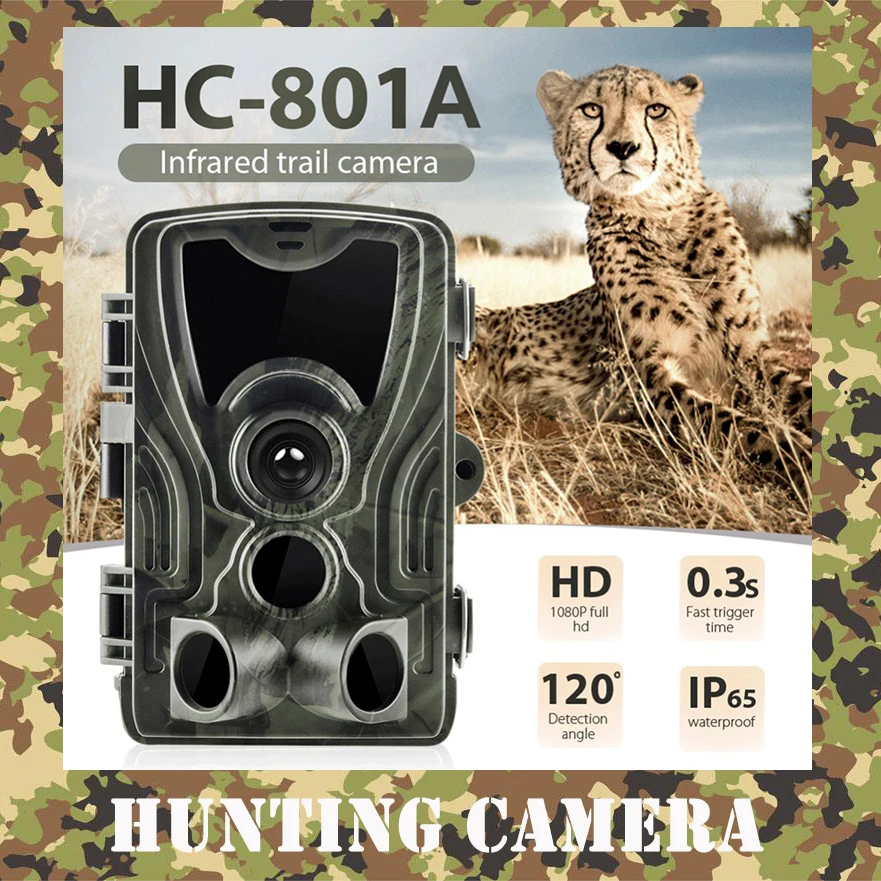 

HC-801A Hunting Camera 0.3s Trigger Time Night Version Photo Trap 16MP 1080P IP65 Wildlife