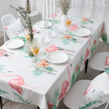 

Rectangular tablecloth living room dining room round table waterproof and oil-proof protective cover flamingo printingTC008-40