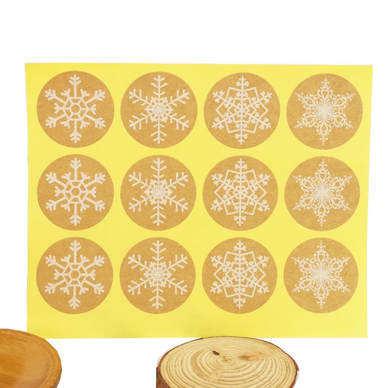 Snowflake Stickers - (Pack of 120) 2 inch Large Round Gold Foil Stamping Labels for Christmas Holiday Cards Gift Envelope Seals Boxes