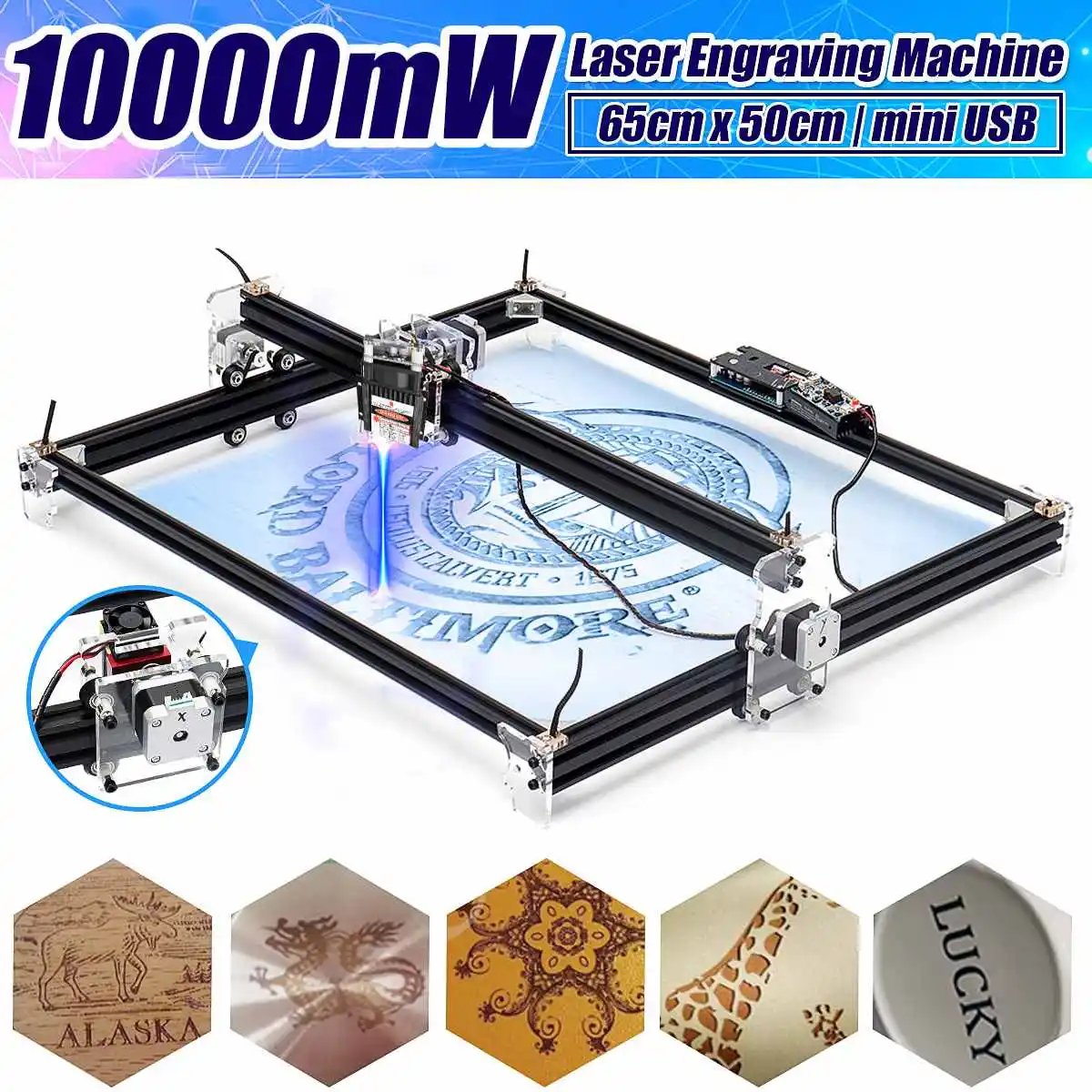 

Mini 10000MW Laser Engraver Wood CNC Router Machine Y-axis Hobby Home DIY Metal Engraving Machine Desktop Wood Cutting Tools