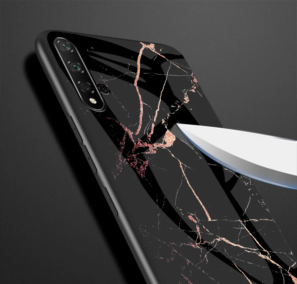 Для huawei Nova 5T чехол из мраморного глянцевого закаленного стекла Мягкий Силиконовый противоударный жесткий чехол для телефона huawei Nova5T чехол 6,26 дюйма
