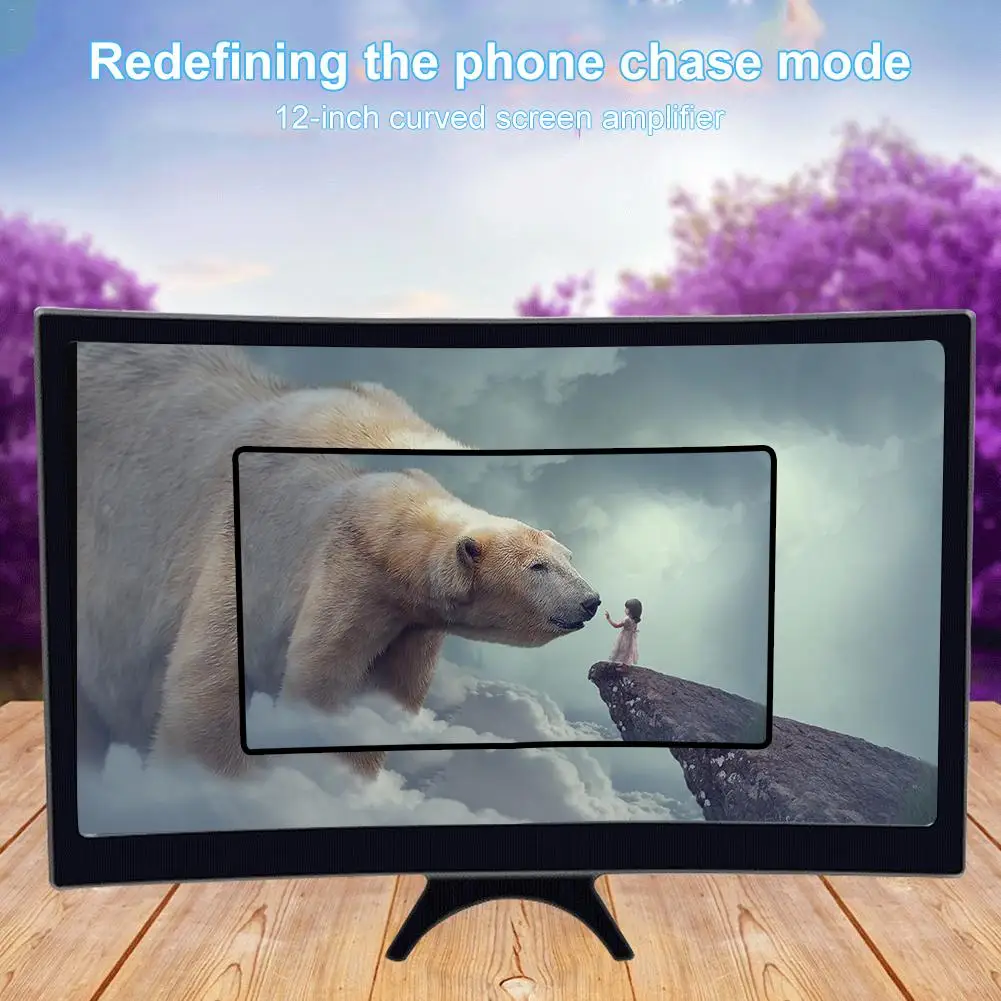 12 дюймов портативный мобильный телефон усилитель экрана для iPhone samsung Xiaomi телефон HD изогнутый кронштейн Лупа 3X-4X увеличительный инструмент
