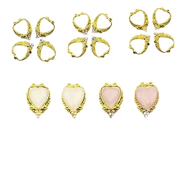 

50 pcs 3D Heart Shaped Cat Eye Stone Decal/ Gold Hollow out nail decoration/ Heart Frame Golden Gem Stone Nail Art Charms,HGty65