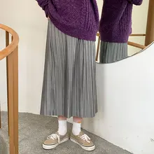 3 цвета, весна-осень, женские длинные юбки, Женская длинная однотонная плиссированная юбка с высокой талией, цветная трапециевидная бархатная юбка для женщин s(X1220