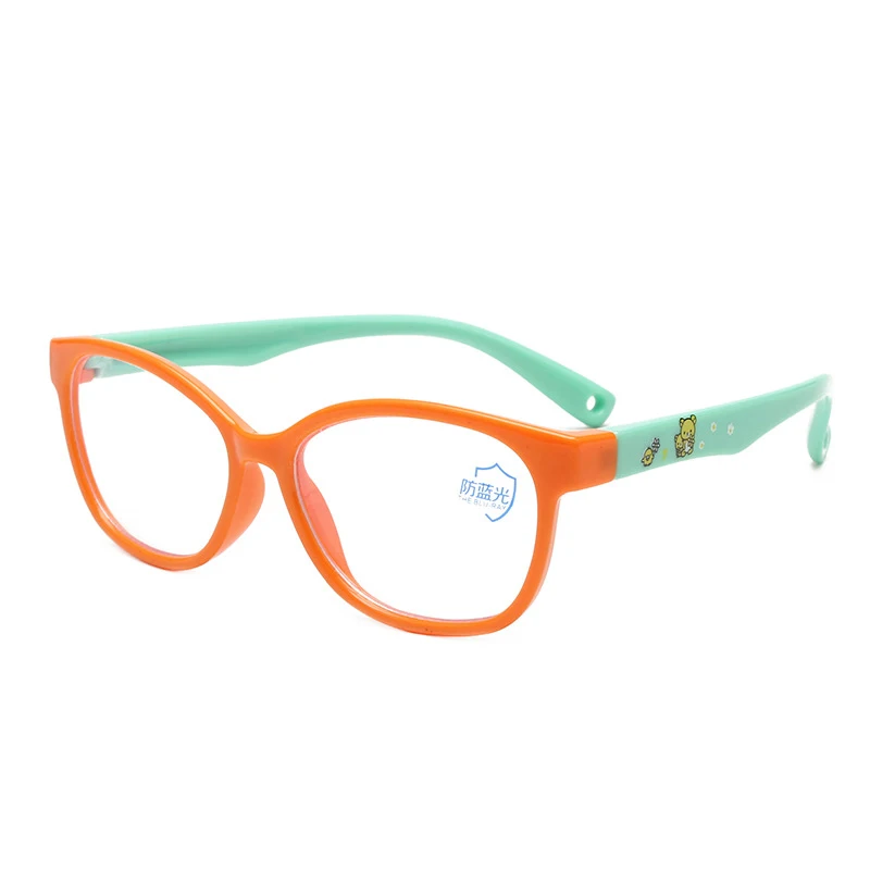 Elbru Anti-blue Light Plain Kid Glasses Boys&girls Soft Silicone Glasses Frame Goggle Computer Eyeglasses With Rope Hole - Цвет оправы: O