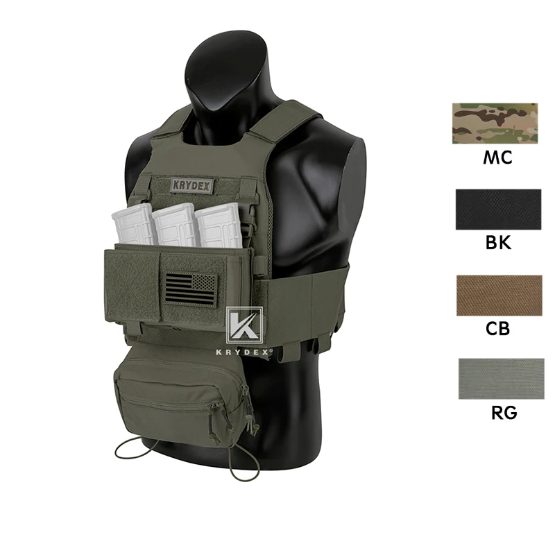 KRYDEX Low Vis Slick Plate Carrier FCS Tactical Vest W/ Elastic Cummerbund Micro Fight MK3 Panel Chassis Drop SACK Pouch Plates | Спорт и