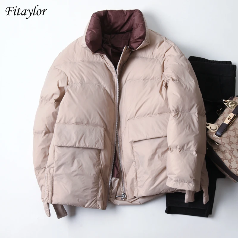 Fitaylor Winter Women White Duck Down Coat Stand