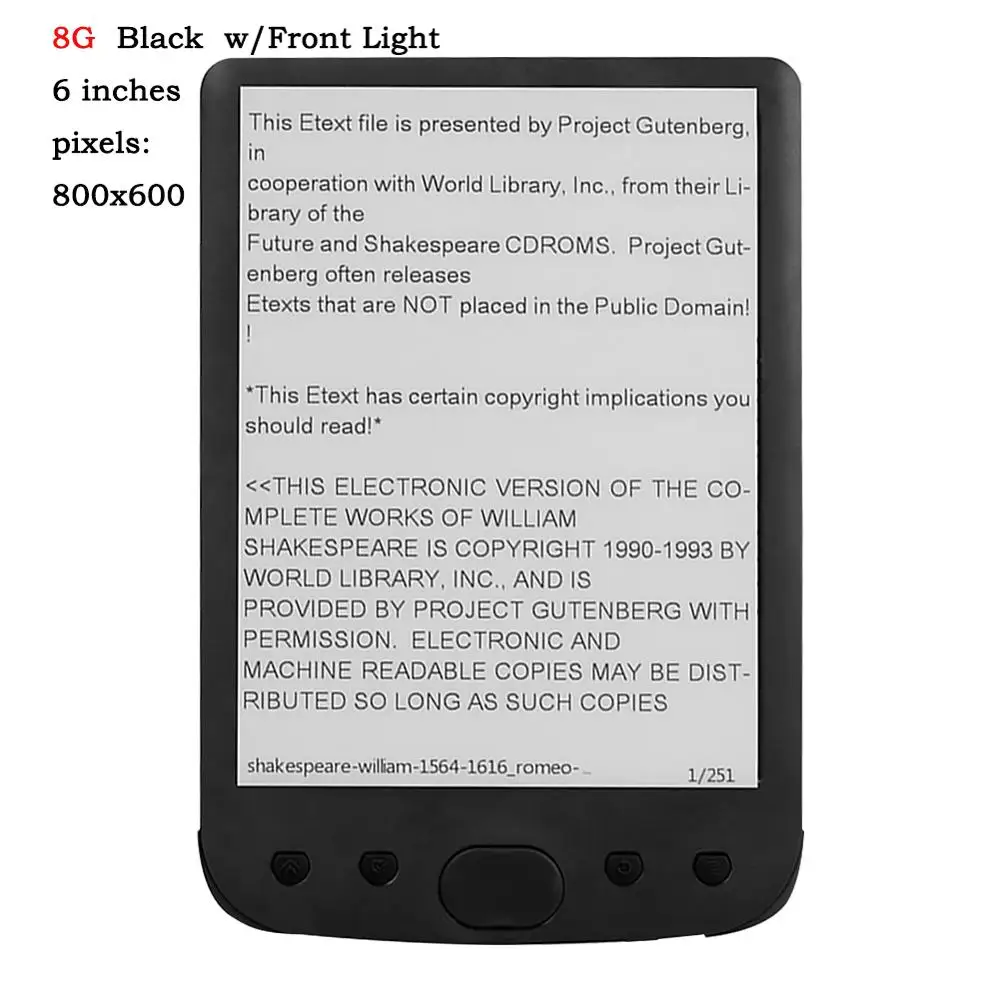 Портативный мини E-Ink дисплей 6 дюймов 8 Гб электронная книга ридер 800x600 DOC PDF TXT E-Reader с/без передний светильник Многофункциональный E-Reader - Цвет: 8G Front Light