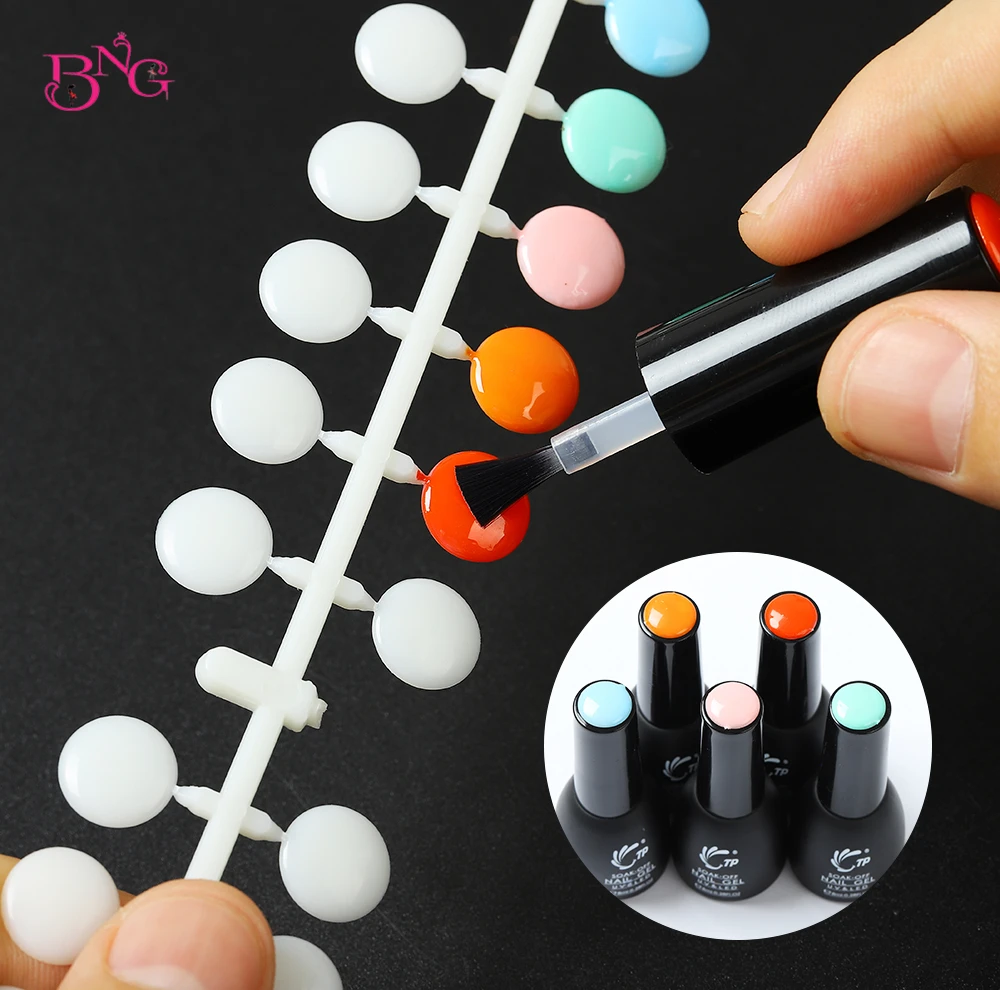 

120 Tips Clear Round Nail Tips with Sticker Color Chart Flat Back UV/Gel/Polish for Display Color Card Chart Nails Art Tools