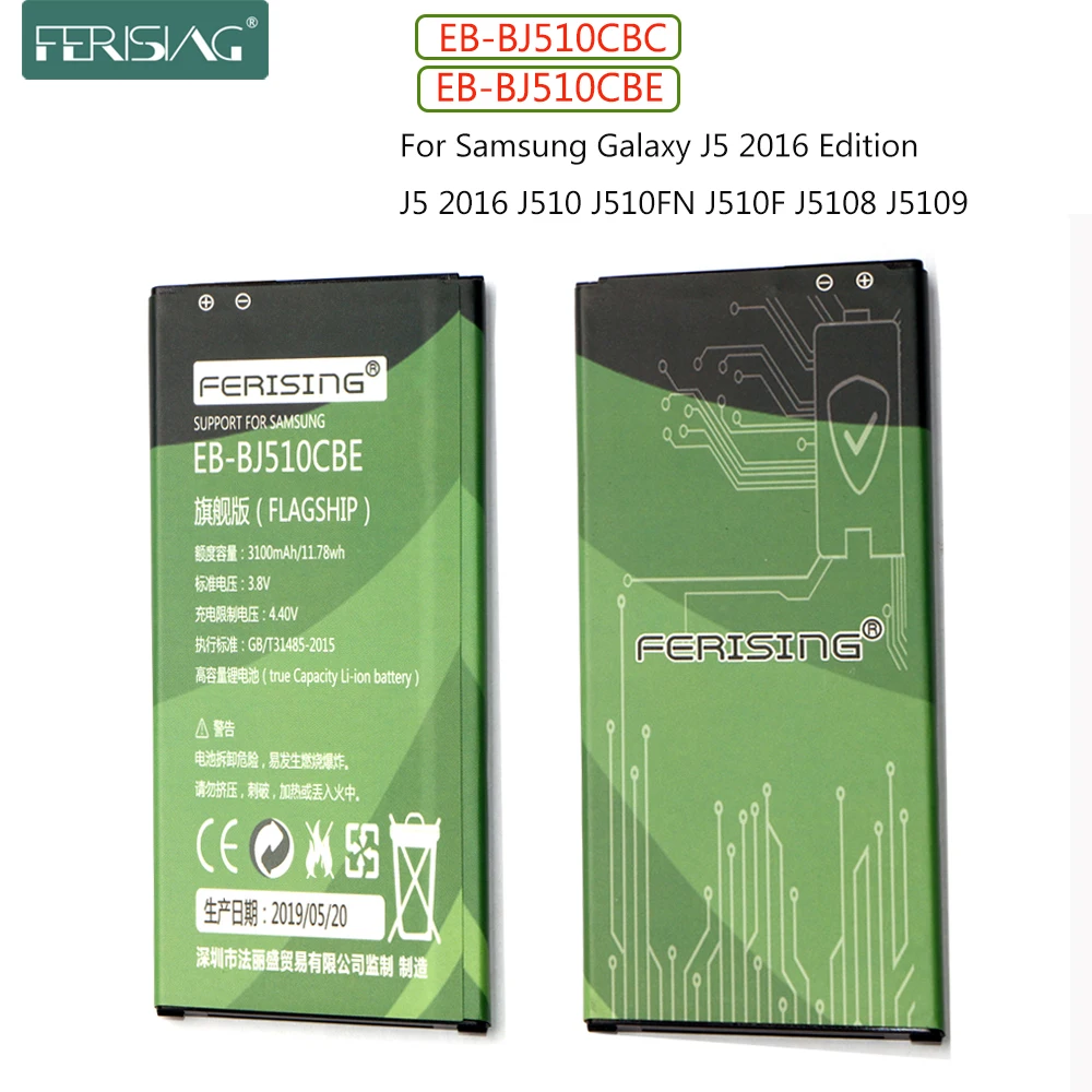

FERISING EB-BJ510CBC EB-BJ510CBE 3100mAh battery For Samsung Galaxy J5 2016 Edition J510 J510FN J510F j5108 j5109 Batteries