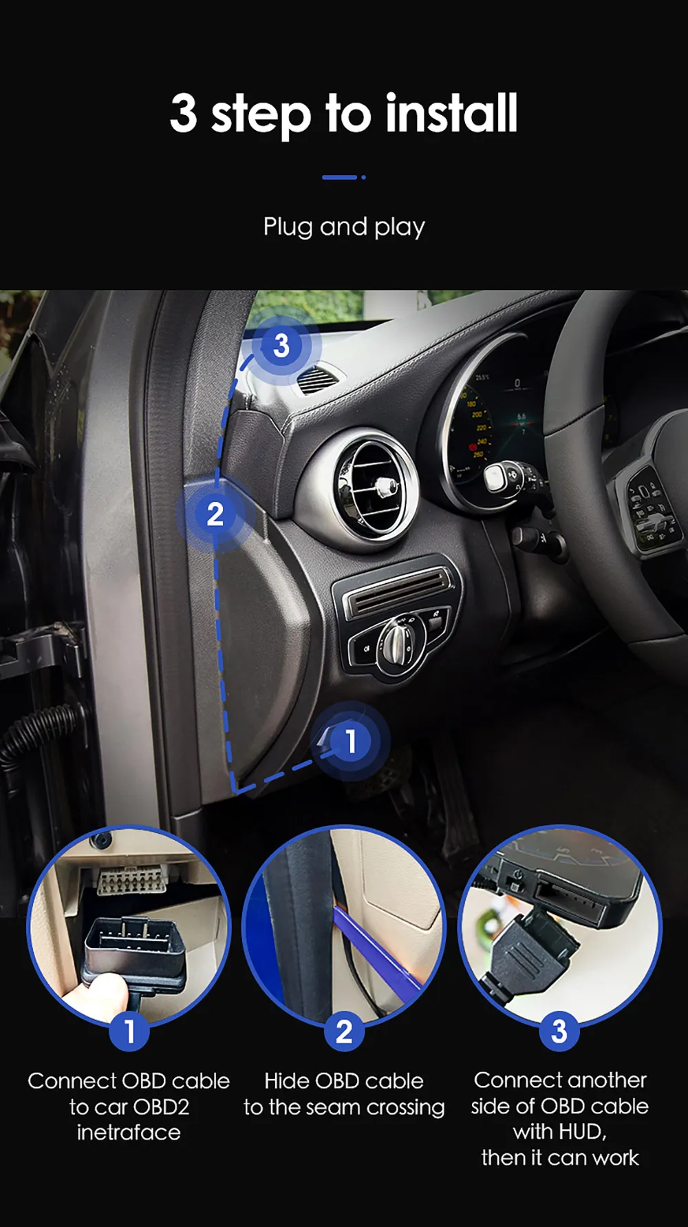 HUD Mirror L3 Car Head up display Digital Speedometer (18)