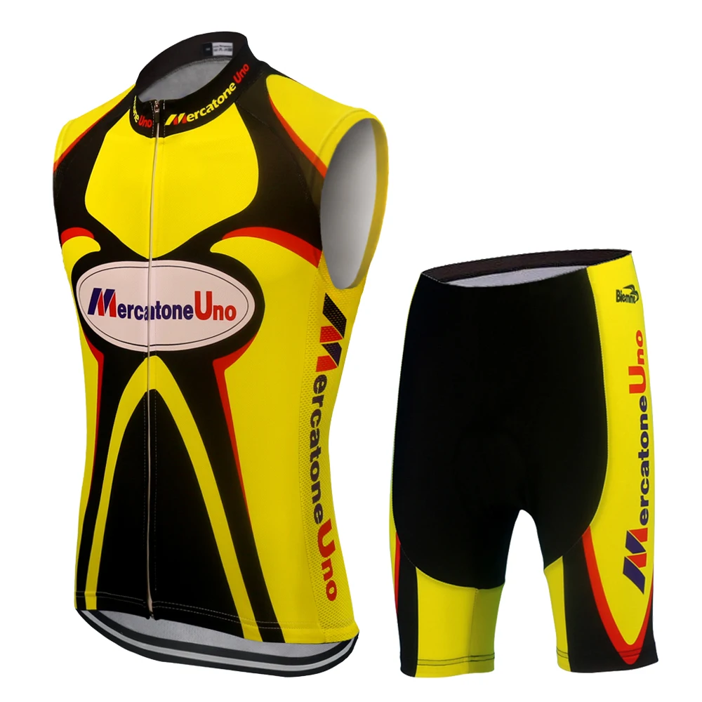Pro Cycling Jersey Set yellow Breathable Bicycle Clothing bike jersey ropa ciclismo hombre MTB clothing Team Mercatone Uno 6