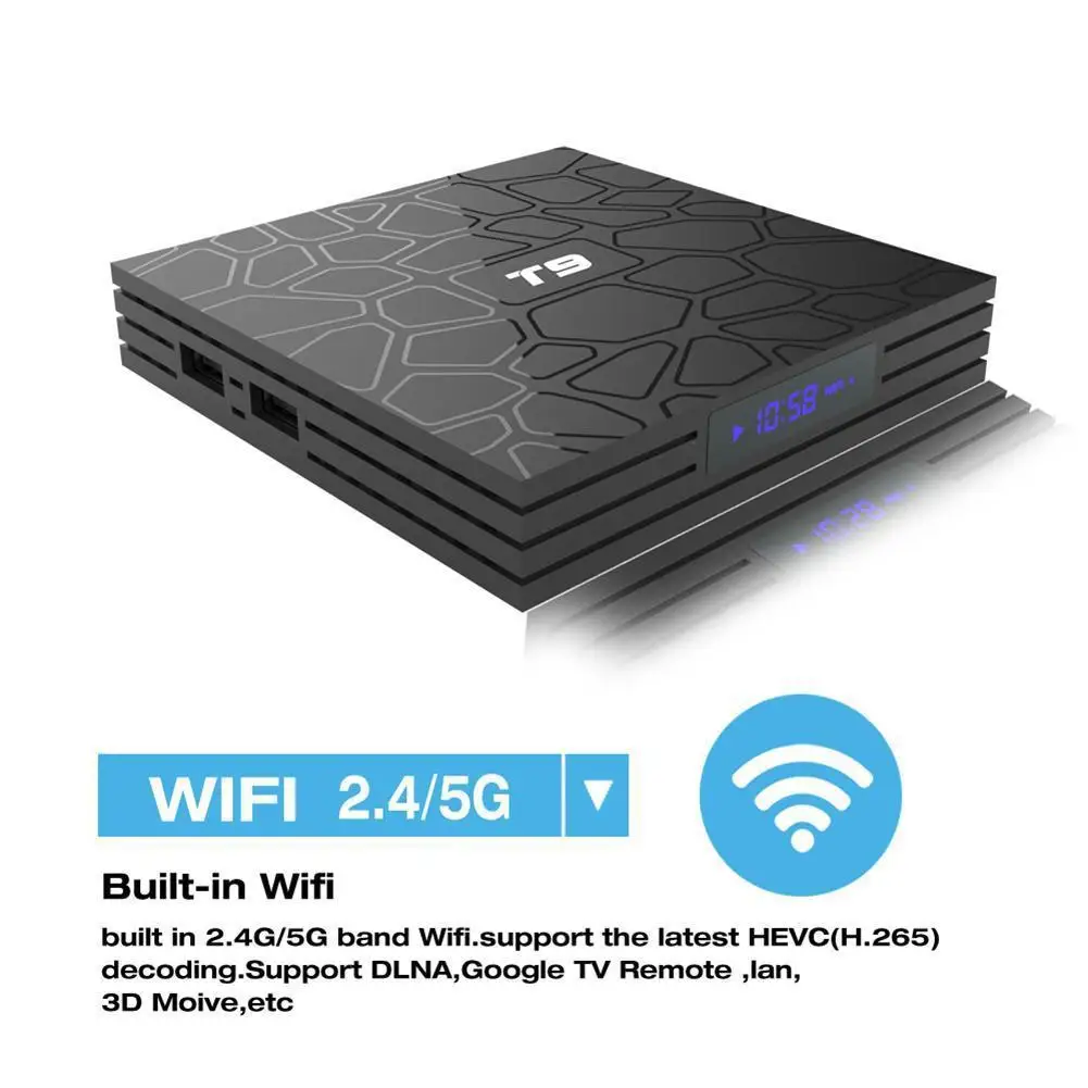Yiwa T9 Android 8,1 4+ 32GB RK3328 Smart tv Box 2,4G wifi 4K BT медиаплеер
