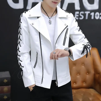 

Fall 2020new men's cultivate one's morality handsome leather coat lapels younsters, leather