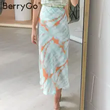 BerryGo Женская юбка миди с принтом, элегантная уличная одежда, вечерние юбки для девушек, осенняя эластичная Женская юбка с высокой талией