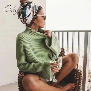 

Ordifree 2019 Autumn Winter Oversized Women Turtleneck Sweater Knitted Pullovers Casual Loose Warm Christmas Sweater Jumper Pull